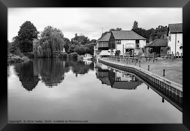 Rising Sun Pub on the bank of the River Bure Framed Print by Chris Yaxley