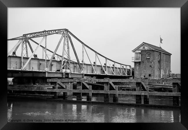 Black and white photo of the Reedham swing bridge Framed Print by Chris Yaxley