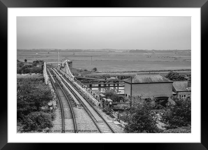 The rail swing bridge over the River Yare in Reedh Framed Mounted Print by Chris Yaxley