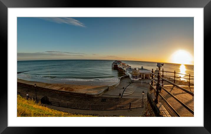 Fish eye view of Cromer pier at sunrise from above Framed Mounted Print by Chris Yaxley