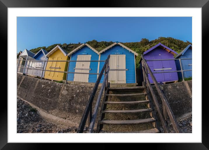 North Norfolk beach huts in the seaside town of Cr Framed Mounted Print by Chris Yaxley