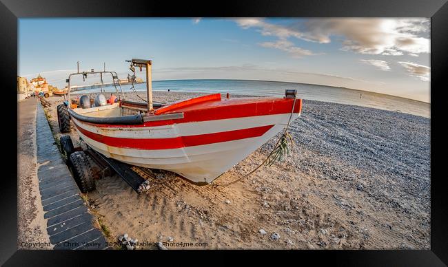 Fisheye view of traditional crab fishing boat on C Framed Print by Chris Yaxley