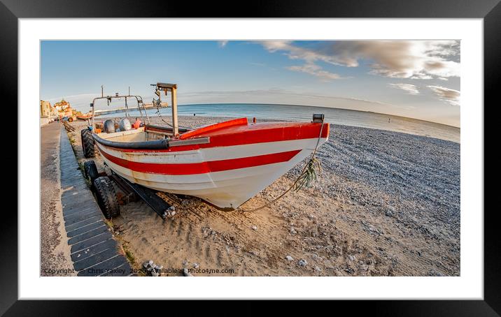 Fisheye view of traditional crab fishing boat on C Framed Mounted Print by Chris Yaxley