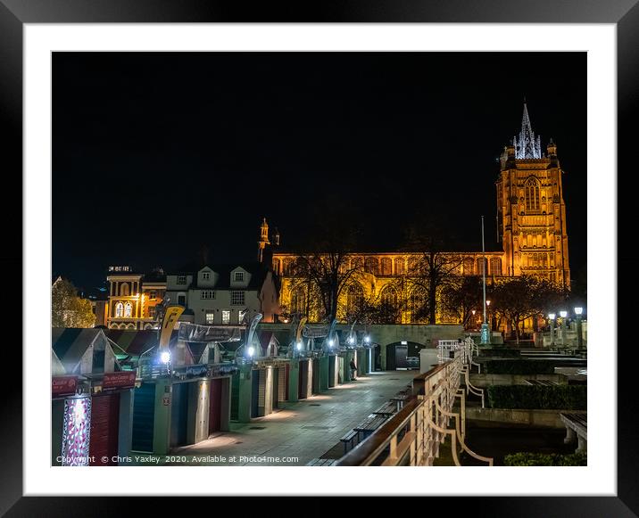 Norwich city centre during the hours of darkness Framed Mounted Print by Chris Yaxley