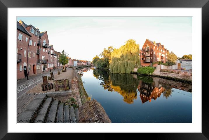 A view along Quayside and the River Wensum Framed Mounted Print by Chris Yaxley