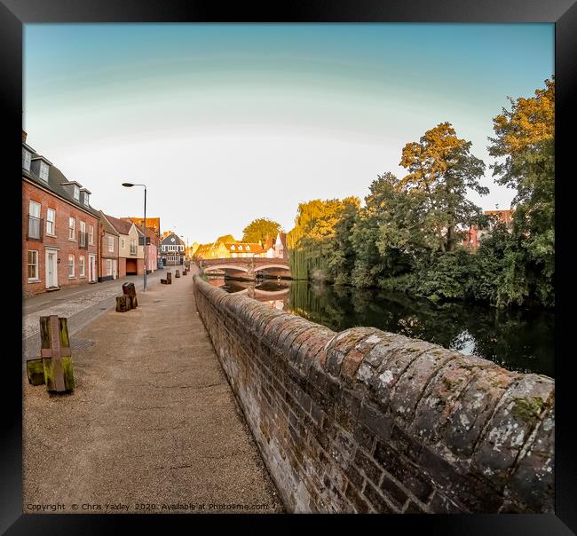 View along Quayside and the River Wensum in the ci Framed Print by Chris Yaxley