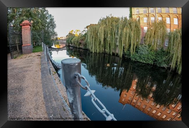 Wide angle view of the footpath along the River We Framed Print by Chris Yaxley