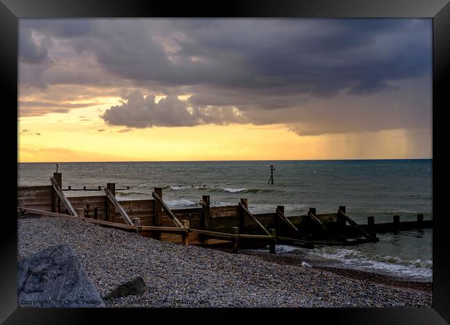Storm clouds over the North Sea Framed Print by Chris Yaxley