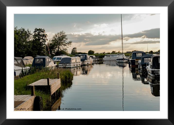 Dusk at Thurne Dyke, Norfolk Framed Mounted Print by Chris Yaxley