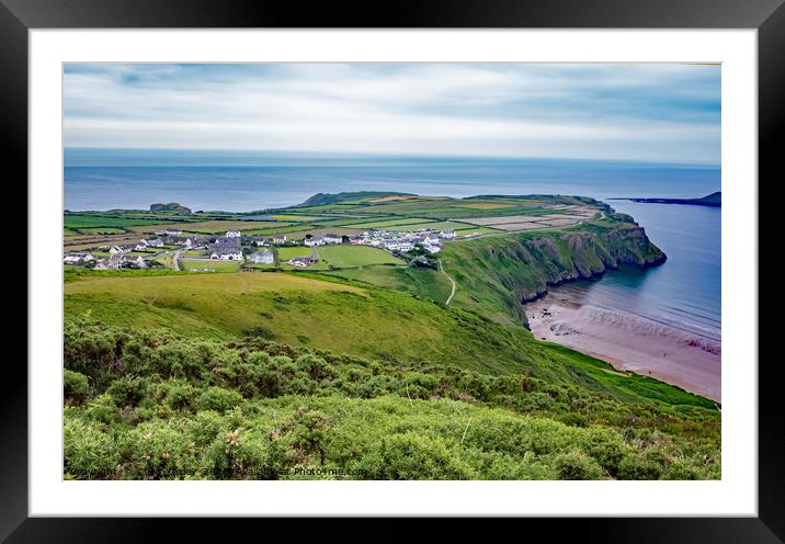 Rhossili village and Bay  Framed Mounted Print by Chris Yaxley