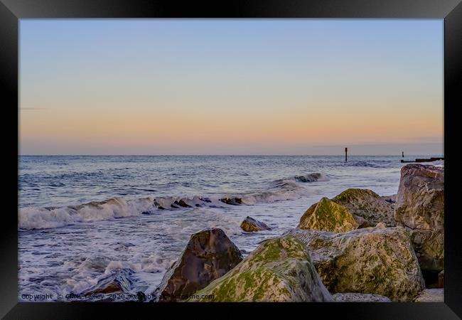 Cart Gap beach at sunset Framed Print by Chris Yaxley