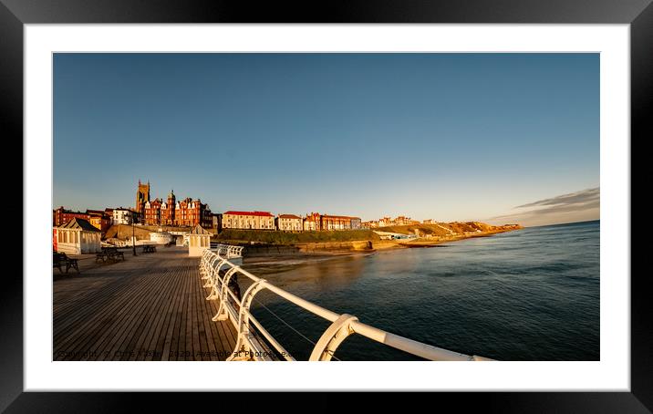 Fish eye view of Cromer at sunrise captured from t Framed Mounted Print by Chris Yaxley