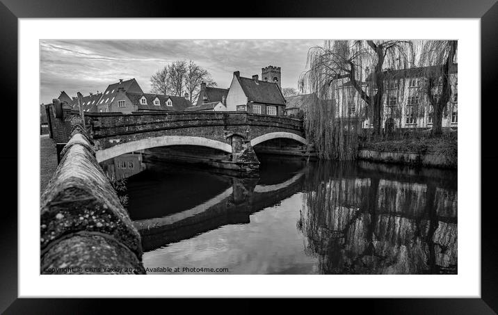 The oldest bridge in Norwich bw Framed Mounted Print by Chris Yaxley