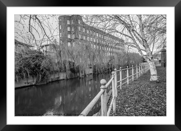 Riverside walk, Norwich bw Framed Mounted Print by Chris Yaxley