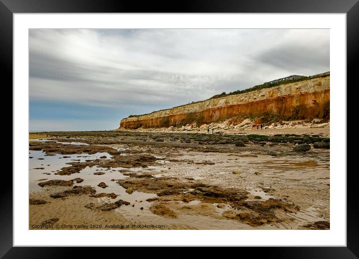 Hunstanton's red and white striped cliffs Framed Mounted Print by Chris Yaxley