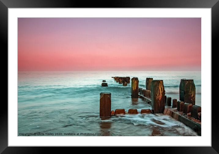 Long exposure of Cart Gap Beach on the Norfolk coast Framed Mounted Print by Chris Yaxley