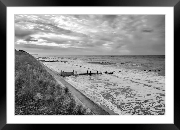 Cart Gap Beach, Norfolk bw Framed Mounted Print by Chris Yaxley