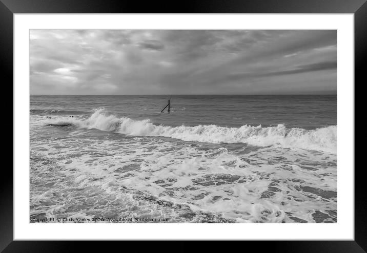 High Tide on Cart Gap Beach bw Framed Mounted Print by Chris Yaxley