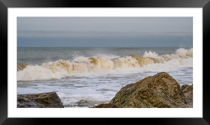 Barrel waves on the Norfolk Coast Framed Mounted Print by Chris Yaxley