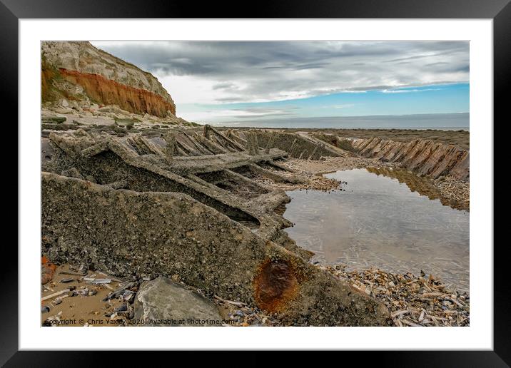  The remains of the beached Sheraton Trawler, Hunstanton Framed Mounted Print by Chris Yaxley