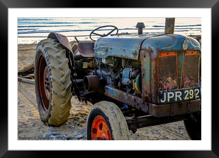 Rusty coastal tractor Framed Mounted Print by Chris Yaxley
