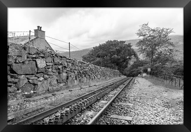 Mount Snowdon Railway, Llanberis, North Wales. The rack and pinion railway track running up Mount Snowdon Framed Print by Chris Yaxley