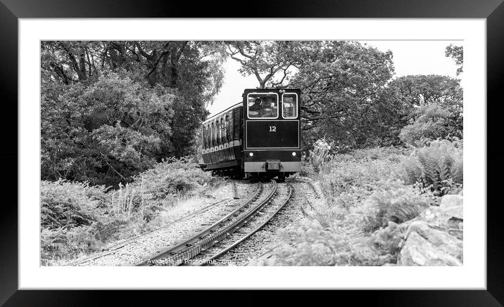 Mount Snowdon Railway, Llanberis, North Wales. A diesel train ca Framed Mounted Print by Chris Yaxley