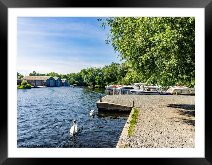 Public moorings, Wroxham, Norfolk Broads Framed Mounted Print by Chris Yaxley