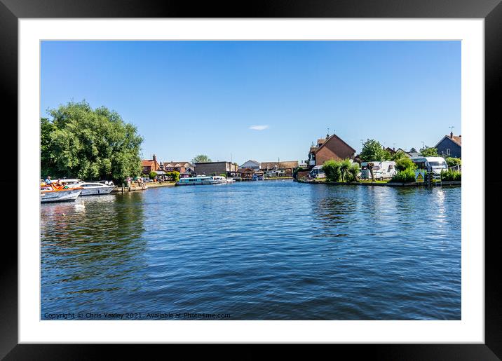 A view up the River Bure, Wroxham, Norfolk Broads Framed Mounted Print by Chris Yaxley