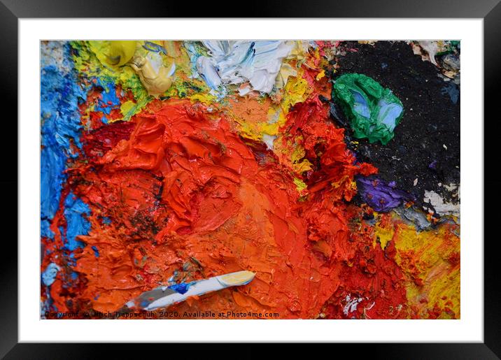 Closeup on a painter's palette Framed Mounted Print by Ulrich Trappschuh