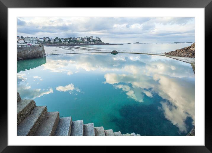 View from the swiming pool in Dinard Framed Mounted Print by Laurent Renault