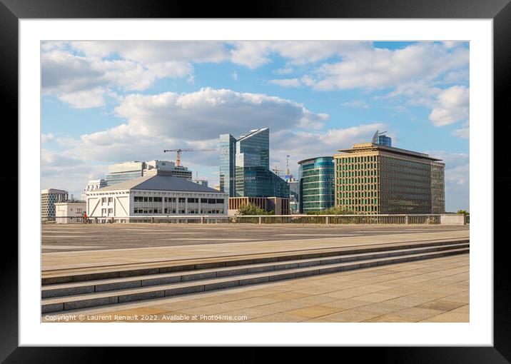 Modern skyscrapers, commercial buildings in Brussels Framed Mounted Print by Laurent Renault