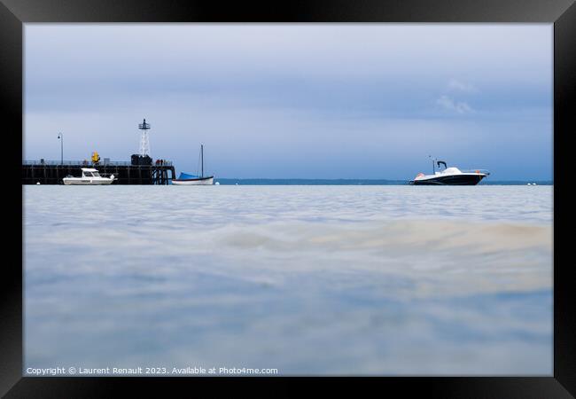 Sea viewed in port of Cancale Framed Print by Laurent Renault