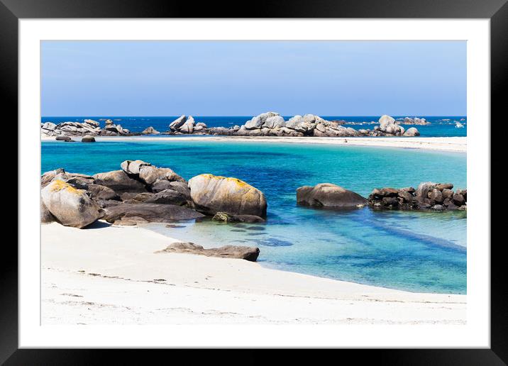 Rocky beach in the coast of Kerlouan in Bretagne Framed Mounted Print by Laurent Renault