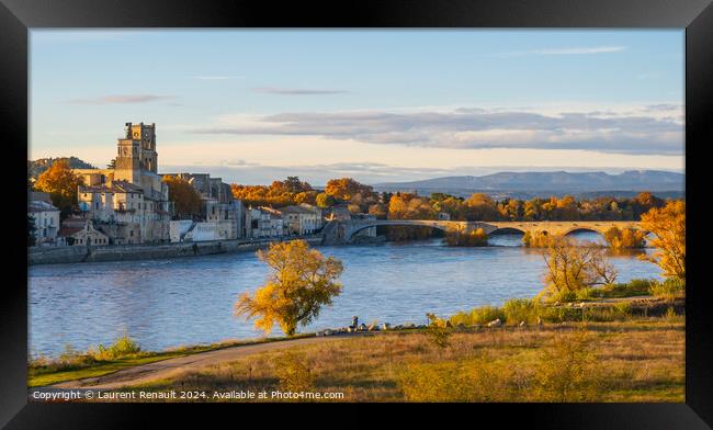 Pont-Saint-Esprit over the Rhone river in Occitanie. Photography Framed Print by Laurent Renault