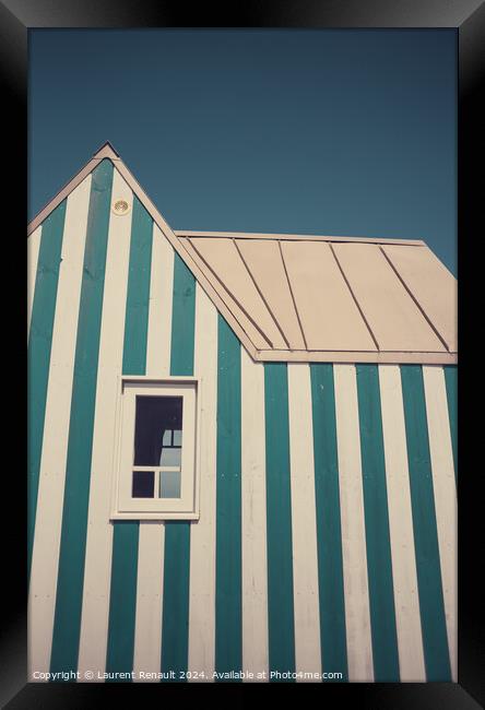 Little blue and white striped tiny house. Photography taken in F Framed Print by Laurent Renault