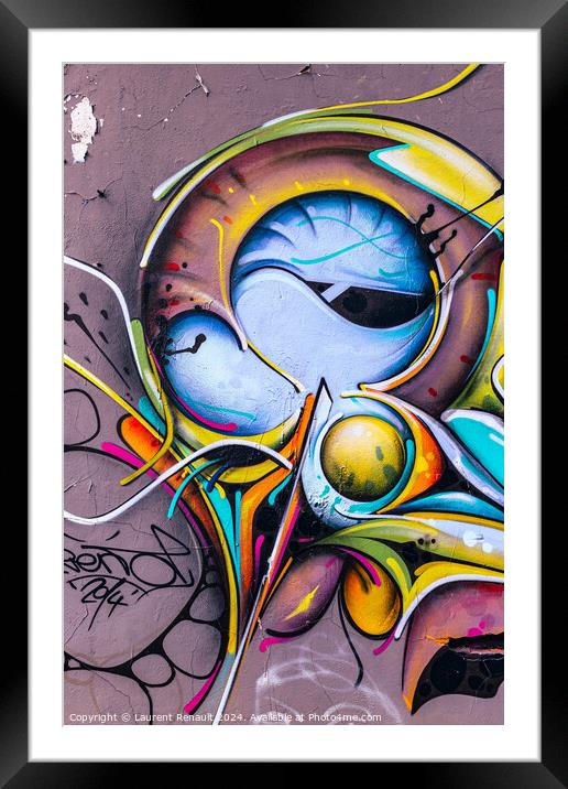 Abstract graffiti detail vertically framed on the wall Framed Mounted Print by Laurent Renault