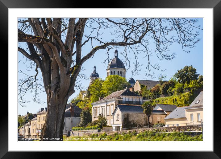 Segré village, and his church Sainte-Madeleine. Photography tak Framed Mounted Print by Laurent Renault