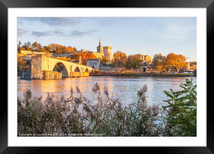 Avignon city and his famous bridge over the Rhone River. Photogr Framed Mounted Print by Laurent Renault
