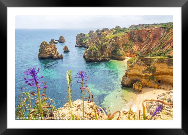 Overlooking Praia do Camilo, beach near Lagos in the Algarve, Po Framed Mounted Print by Laurent Renault