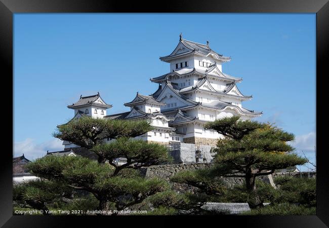 Landscape view of the main tower of Himeji Castle on the hillsid Framed Print by Yann Tang