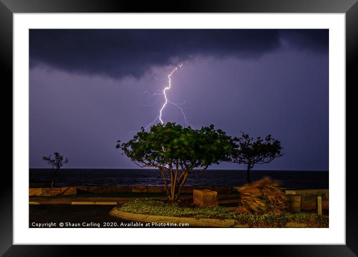 Lightning Over Morton Bay Framed Mounted Print by Shaun Carling