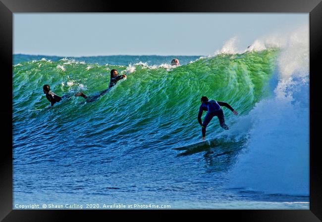 Snapper Rocks Surfers Framed Print by Shaun Carling