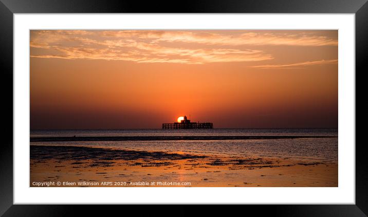 Sunset over the old pier head Framed Mounted Print by Eileen Wilkinson ARPS EFIAP