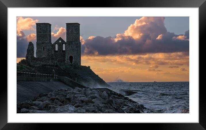 St Marys Church Reculver at Sunset Framed Mounted Print by Eileen Wilkinson ARPS EFIAP