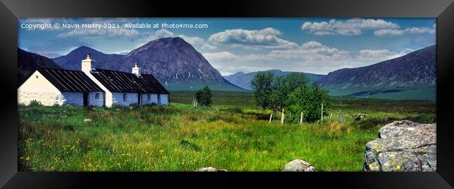 A Panoramic View of Black Rock Cottage, Glen Coe, Scotland Framed Print by Navin Mistry