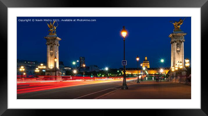 Pont Alexandre III Paris at Night Framed Mounted Print by Navin Mistry