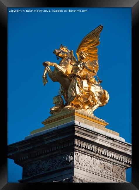 A Statue on the Pont Alexandre III Paris, France Framed Print by Navin Mistry