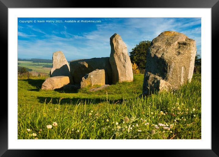 East Aquhorthies Stone Circle Framed Mounted Print by Navin Mistry