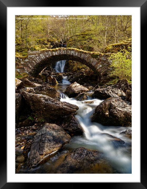 Allt da Ghob Waterfall and Roman Bridge, Glen Lyon Framed Mounted Print by Navin Mistry